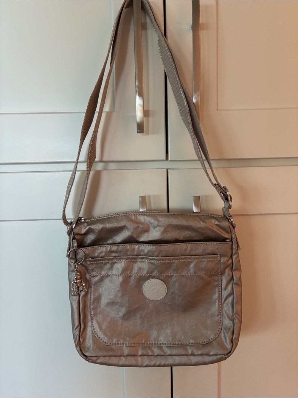 Kipling Metallic Taupe Crossbody Bag